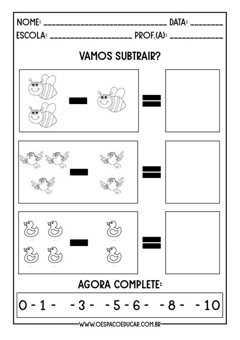 Atividade De Subtração Simples Librain