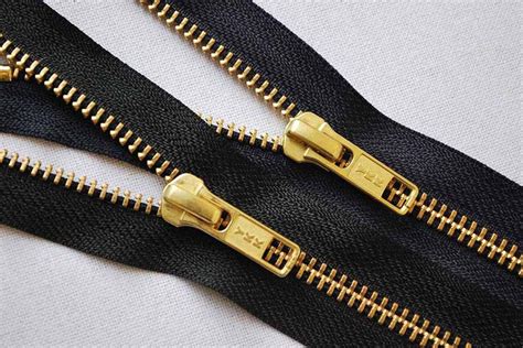 Ykk Closed End Brass Gold Metal Zip Black Zippers Etsy Uk