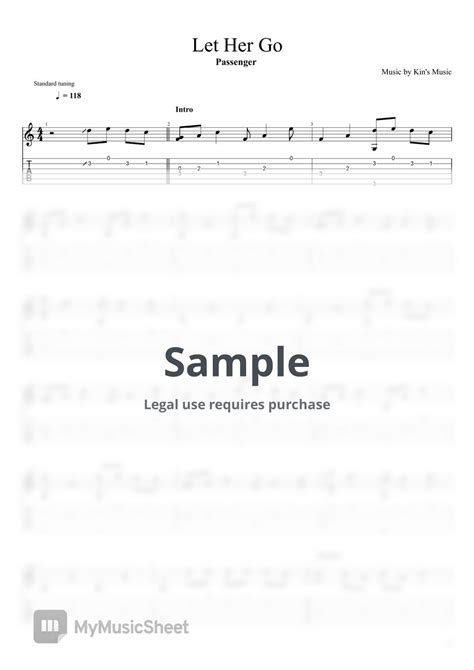 Passenger Let Her Go[easy Guitar Fingerstyle For Beginner] Sheets By Kin S Music