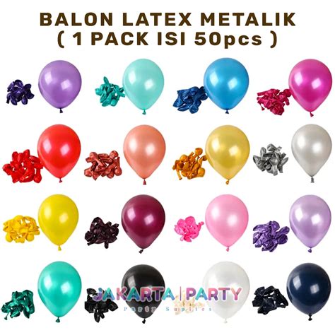 Jual ISI 50 Pcs Balon Latex Metalik 1 Pack Isi 50 Pcs 12 Inch Balon