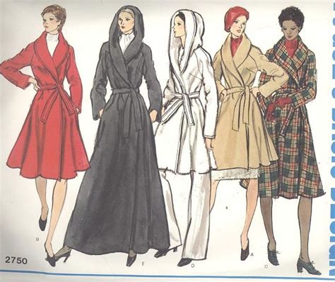 Vogue Basic Design 2750 Ca 1972 Wrap Coat Pattern Hooded Coat Pattern Coat Pattern Sewing