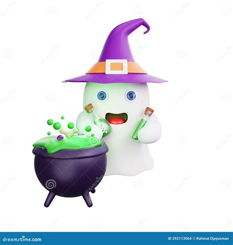 3D Ghost Brewing Potion Halloween Stock Photo - Illustration of monster, trick: 292113064