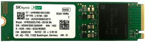 SSD SK Hynix BC501 256GB M 2 2280 NVMe HFM256GDJTNG 8310A Б В фото