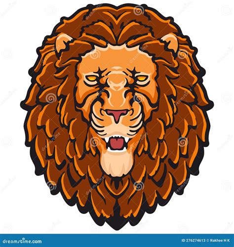 Lion Face Vector Illustration Wildlife Mammals Color And Bw Stock