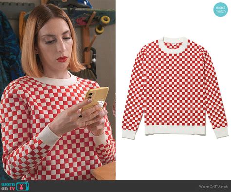 Wornontv Laurens Red And White Checkerboard Sweater On Younger