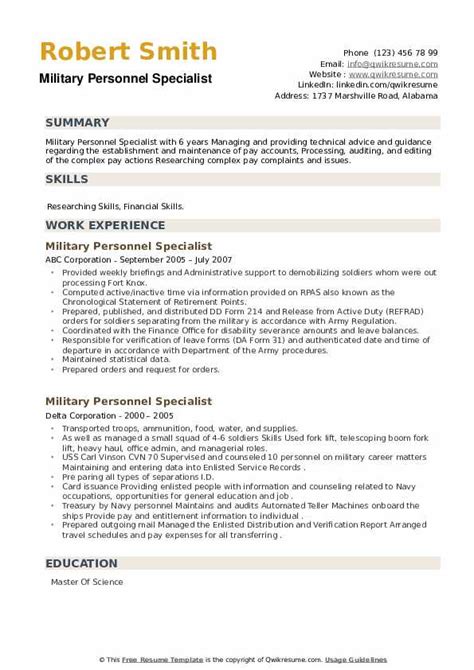 Military Transferable Skills Resumes