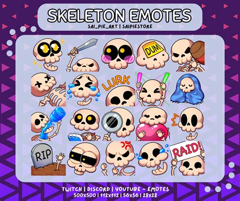 Skeleton Emote Pack Skull Emotes For Twitch Discord Youtube Etsy