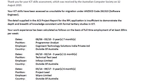 Acs Skills Assessment Outcome Letters Acsaustralia