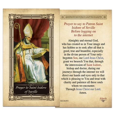 St Isidore Of Saville Kilgarlin Laminated Prayer Card Shopcatholic