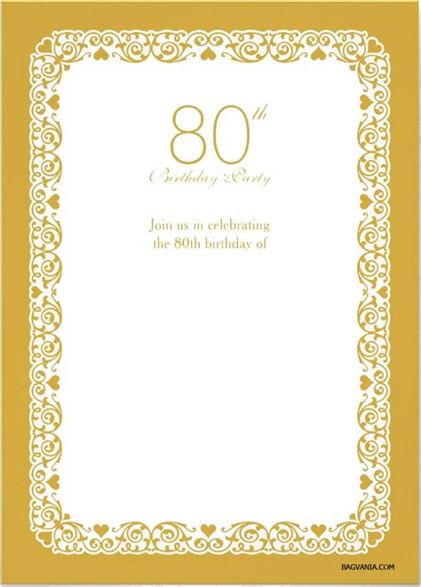 Download Now Free Printable 80 Birthday Invitations Templates Birthday