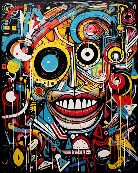 Premium AI Image | painting of a colorful face with music instruments ...