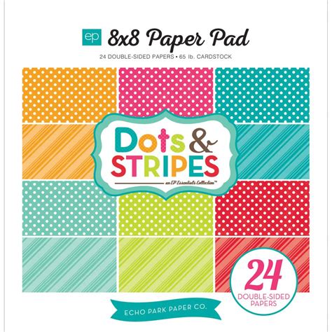 Echo Park Dots And Stripes Collection Brights 8x8 Paper Pad