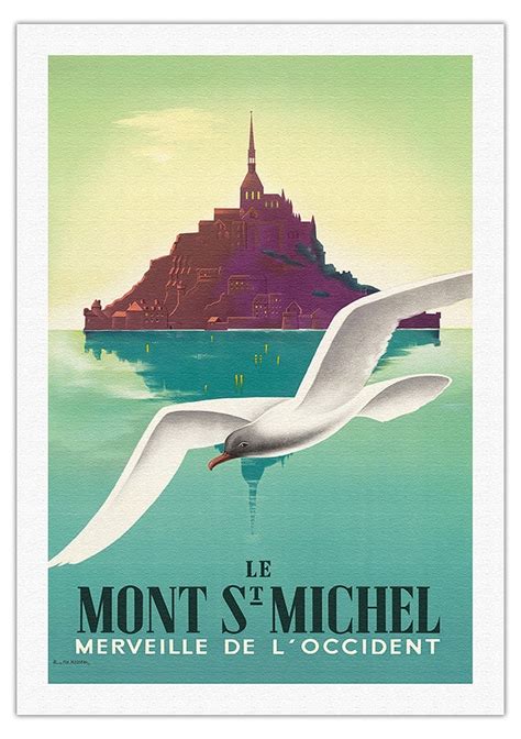 Le Mont Saint Michel Normandy France Vintage Travel Poster By Pierre