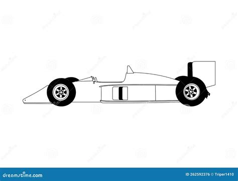 Ilustración Vintage Antigua De Líneas De Coche De Fórmula Vectorial