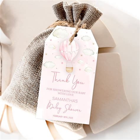 Hot Air Balloon Favor Tags Editable Baby Shower Favor Tags Hot Air Balloon Baby Shower