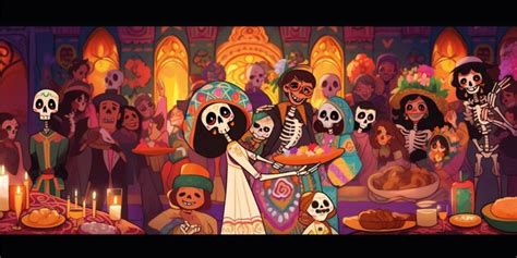 Família comemora o dia dos mortos fundo de ilustração do conceito