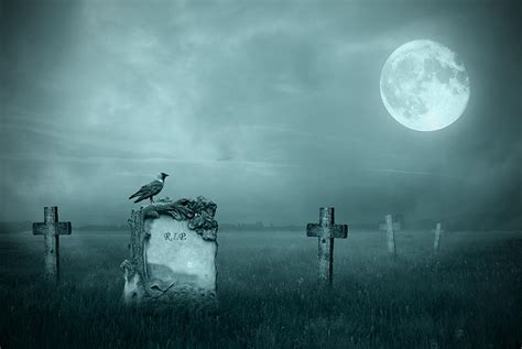 Gravestones In Moonlight Photograph By Jaroslaw Grudzinski