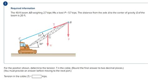 Solved Required Information The 40 Ft Boom AB Weighing 2 7 Kips