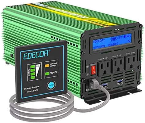 Edecoa W Power Inverter Dc V To V Ac Power Converter With Lcd