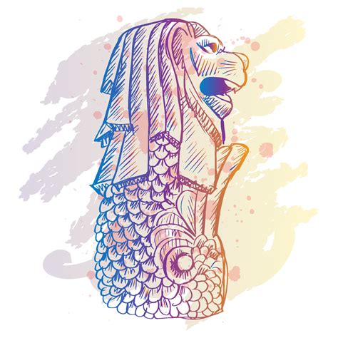 Sketch Of Singapore Tourism Landmark Merlion 22054444 Vector Art At