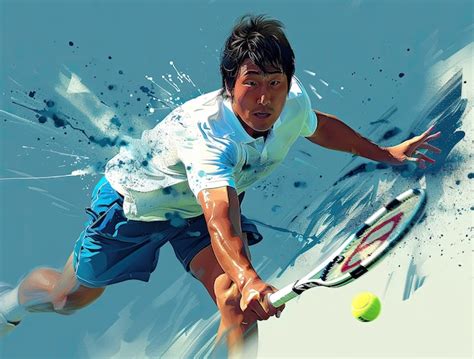 Vue d un joueur de tennis avec un effet de style d art numérique