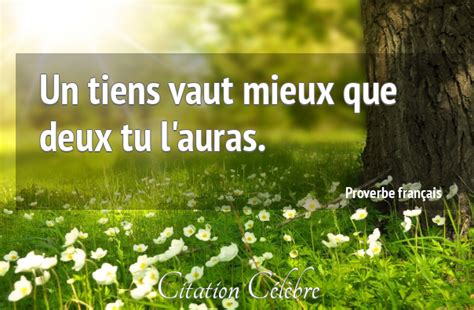 Proverbe Fran Ais Mieux Un Tiens Vaut Mieux Que Deux Tu L Auras