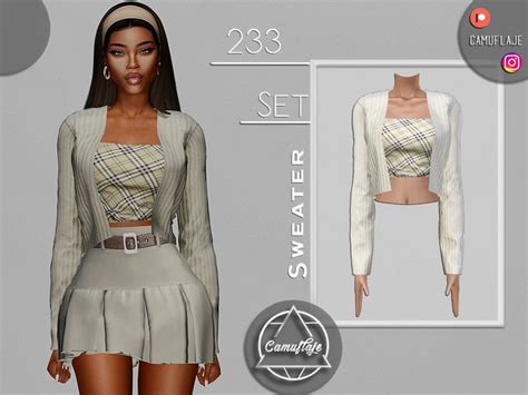 The Sims Resource Set 233 Cardigan And Top In 2023 Sims 4 Clothing