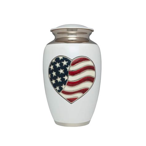 Flag Cremation Urn American Heart Urn For Human Ashes Large Adult Size