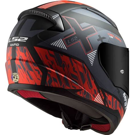 Capacete Ls Ff Rapid Xtreet Preto Vermelho Grid Motors