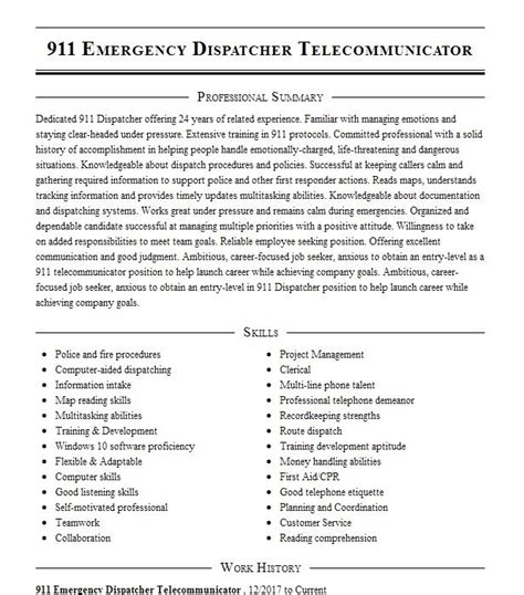 911 Dispatcher Resume Objective Examples | LiveCareer