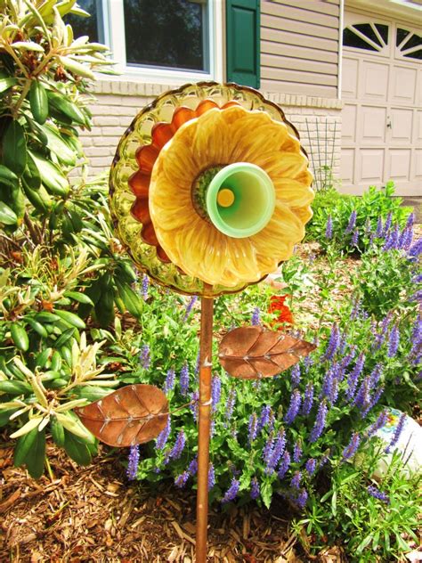 Glass Garden Flower Yard Art Flower Plate Upcycled Glass Etsy