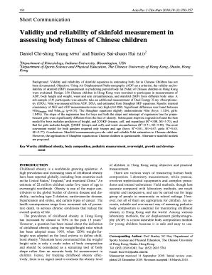 Fillable Online Validity And Reliability Of Skinfold Measurement In Fax