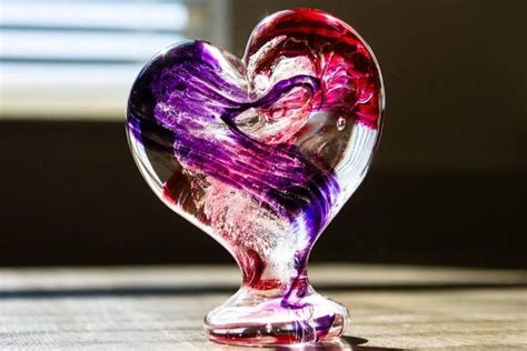 Standing Glass Heart Infused With Cremains Memorial Art Memorial