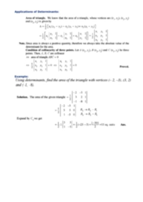 Solution Linear Algebra Determinants Properties And Applications