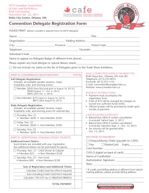 Fillable Online Convention Delegate Registration Form Canadian