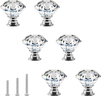 Akstore Pcs Crystal Glass Cabinet Knobs Mm Diamond Shape Drawer