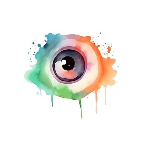 Premium Photo | A watercolor painting of an eye with a rainbow colored ...