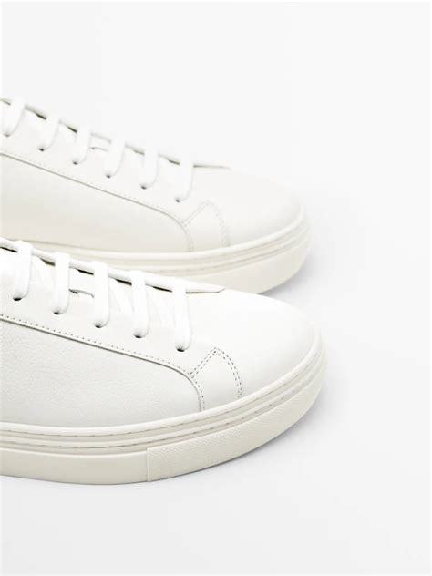 Tennis En Cuir · Blanc · Chaussures Massimo Dutti