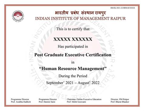 Certificate Human Resource Management Course Online from IIM Raipur