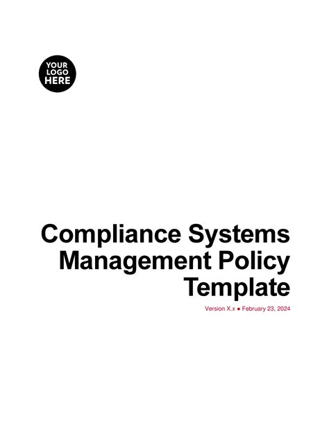 Compliance Management Policy Template Banking And Fintech Policies Templates