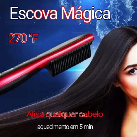 Escova Pente Quente Magn Tica Para Cabelo Liso Cacheado Seca Alisa