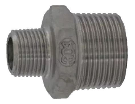 Nipple 2 3 4 Duplo Sextavado Redução Inox 304 Bsp 2pçs