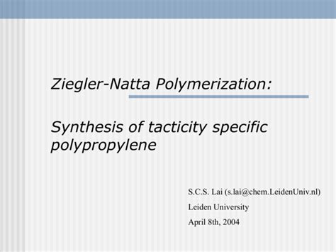 Ziegler Natta Polymerization