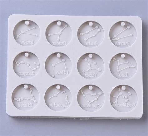 Zodiac Pendant Mould Silicone Keyring Mould Resin Casting 12 Round