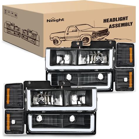 Nilight Headlights Assembly Led Drl For Chevy Silverado