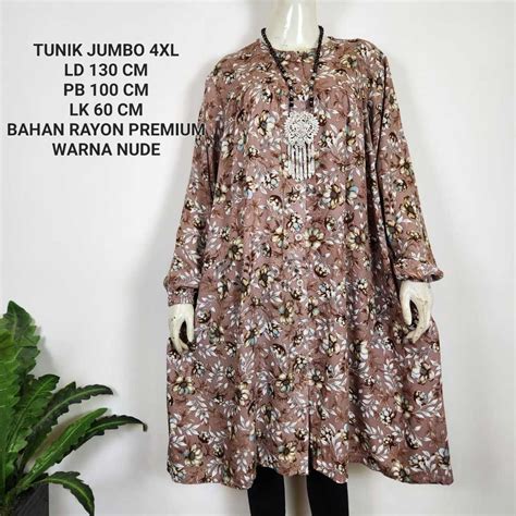 Jual Tunik Jumbo Wanita Ld Cm Motif Bunga Kekinian Shopee Indonesia