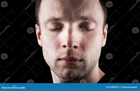 Young Mans Portrait With Closed Eyes Stock Photo Image Of Gender