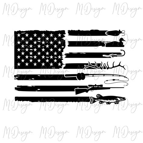 Fishing And Hunting Svg American Flag Fish And Hunt Design Etsy