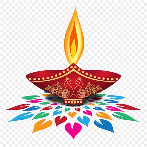 Diwali Rangoli Png Picture Colorful Diya Lantern Frame Rangoli Diwali