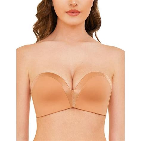 Wingslove Women S Strapless Multiway Push Up Bra Wireless Plus Size Convertible Bra Orange 34c